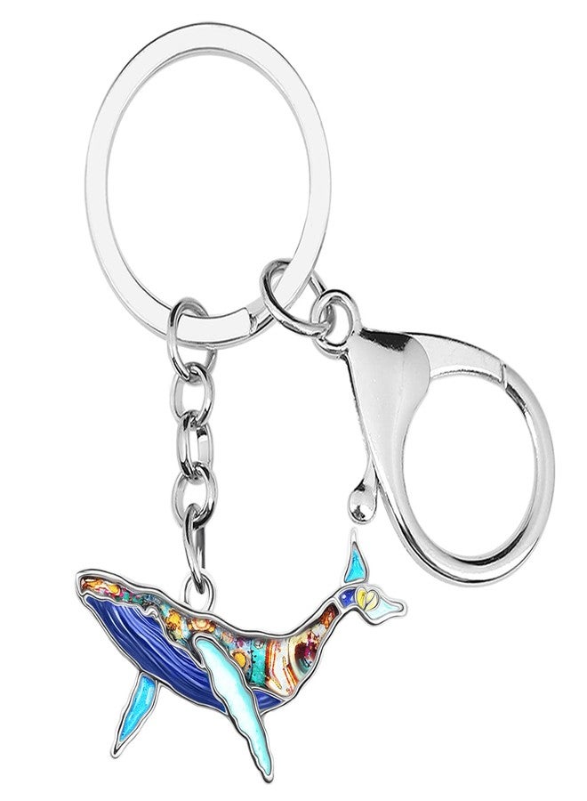 DALANE Enamel Alloy Whale Keychains Ocean Fish Bag Key Ring Novelty Jewelry Gifts for Women Girls Kids Charms (Blue) - Image 1