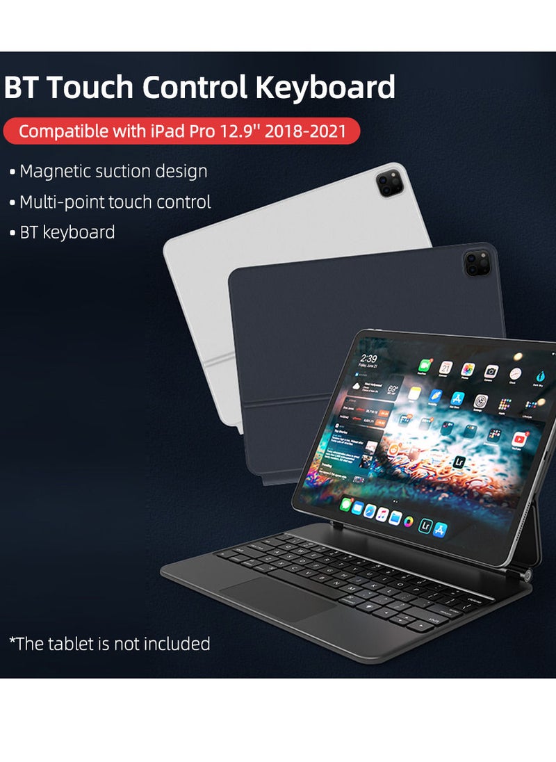 Generic - BT Magnetic Suction Touch Control Keyboard with Protective Shell Compatible with iPad Pro 12.9'' with Backlight Black - Image 1