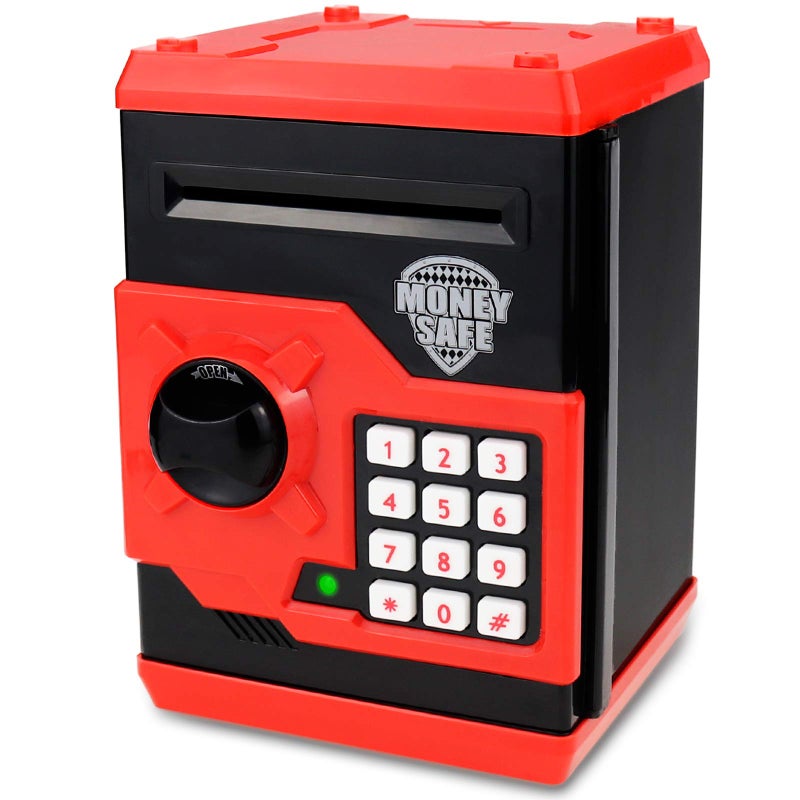 Yoego Kids Money Bank Electronic Piggy Banks Great Gift Toy for Kids Children Auto Scroll Paper Money Saving Box Password Coin BankPerfect Toy Gifts for Boys Girls Black red - Image 2