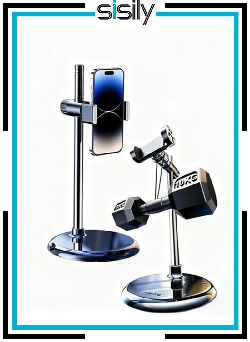Sisily heavy duty Mobile phone stand, mobile live streaming stand, universal retractable floor stand for mobile phones, multi angle adjustment, lazy bedside/desktop stand, stable anti slip shooting stand - Image 1