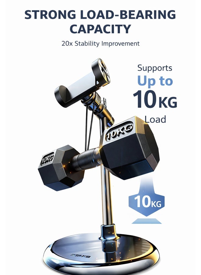 سيسلي حامل جوال مكتبي قابل للتمديد قوي التحمل، حامل تلسكوبي متعدد الزوايا، طول عند الطي 20cm وارتفاع حتى 30cm، قاعدة معدنية ثابتة ضد الانقلاب، تبديل عمودي/أفقي بضغطة واحدة، متوافق مع أغلب الهواتف والأجهزة اللوحية الصغيرة، أسود - Image 4