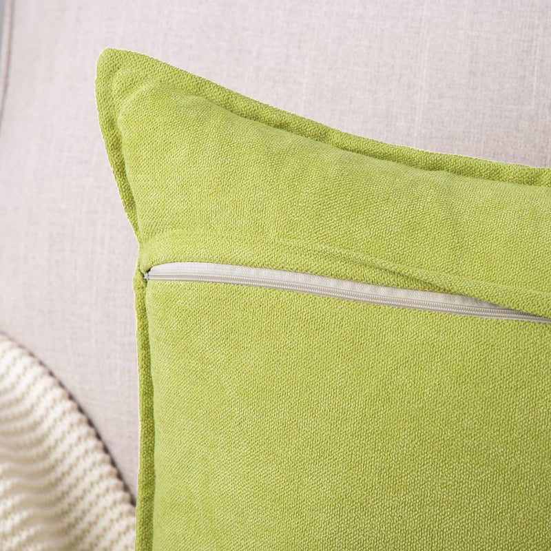 MADIZZ MADIZZ Set of 2 Short Chenille Throw Pillow Covers 16x16 Inch Green Soft Decorative Cushion Cover for Sofa Bedroom Pillow Shell  - Image 3