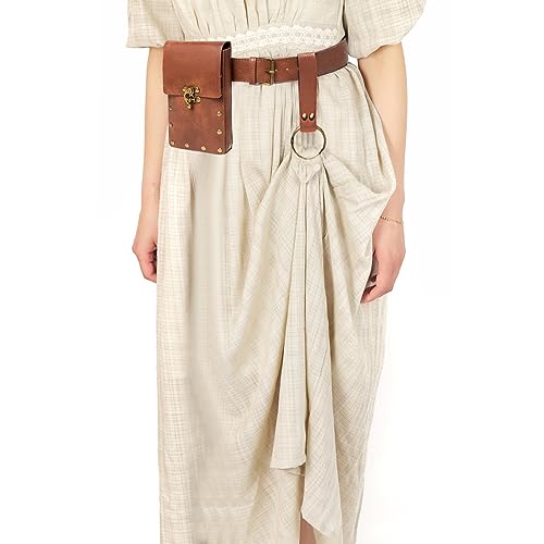 KOTORA Renaissance Belt Pouch Coin Purse Skirt Hike Set Medieval Festival Costume Halloween Accessories Casual Fanny Pack Waist Bag (1-Brown) - Image 2