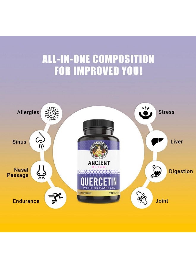 Ancient Bliss Quercetin with Bromelain | Quercetin 1000mg Bromelain 200mg per Serving | Supports Immune System, Joint Health, Respiratory Health & Overall Well-Being - 120 Capsules - Image 4