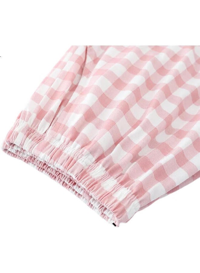 Liberal Casual Women'S Cotton Home Pajama Shorts With Grid Pattern, Loose And Comfortable For Young Ladies, Part Of The "Free Series"【25Th Anniversary New Product】 - Image 1