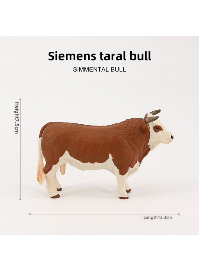Simulation Wild Animal Model Bull Cow Cow Solid Static Farm Children's Cognitive Toy Ornaments Hand-Color:PL127-359 Simmental Bull - Image 3