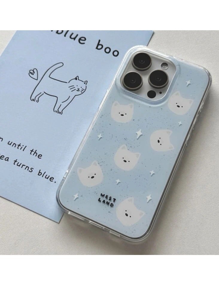 NIBEMINENT Blue Background With Ink Splashed Dog Protective TPU Case Cover For IPhone 16 Plus