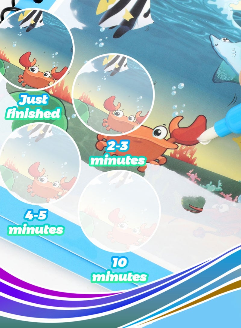 Metoo 4 Pack Watercolor Magic Books Toddler Kids Reusable Drawing Cartoon Animals Ocean Dinosaurs Coloring Book Boys Girls Educational Learning Toys Gift - Image 2