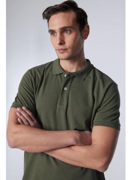 Tudors Men's Slim Fit Narrow Cut Cotton Soft Textured Cool Keeping Fabric Plain Pique Khaki Polo Collar T-Shirt  - Image 1