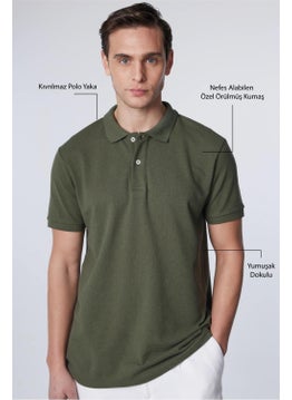 Tudors Men's Slim Fit Narrow Cut Cotton Soft Textured Cool Keeping Fabric Plain Pique Khaki Polo Collar T-Shirt  - Image 4