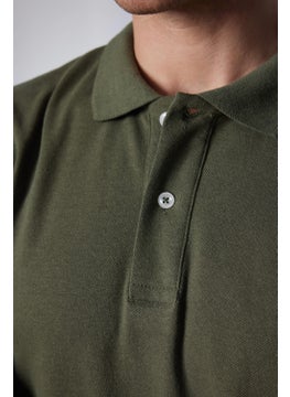 Tudors Men's Slim Fit Narrow Cut Cotton Soft Textured Cool Keeping Fabric Plain Pique Khaki Polo Collar T-Shirt  - Image 2