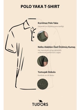 Tudors Men's Slim Fit Narrow Cut Cotton Soft Textured Cool Keeping Fabric Plain Pique Khaki Polo Collar T-Shirt  - Image 5
