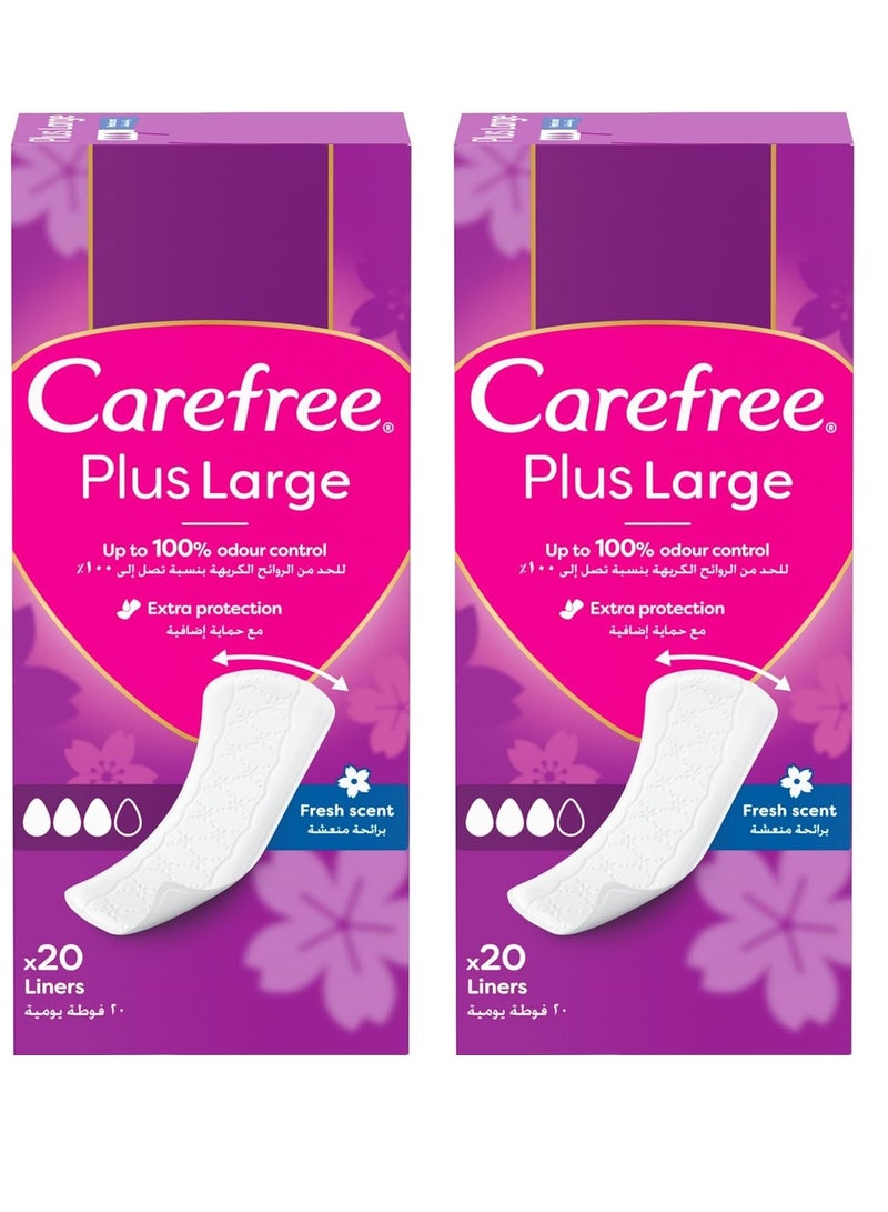 Carefree Two Pieces of Daily Panty Liners Large Fresh Scent 20 Count - Image 1