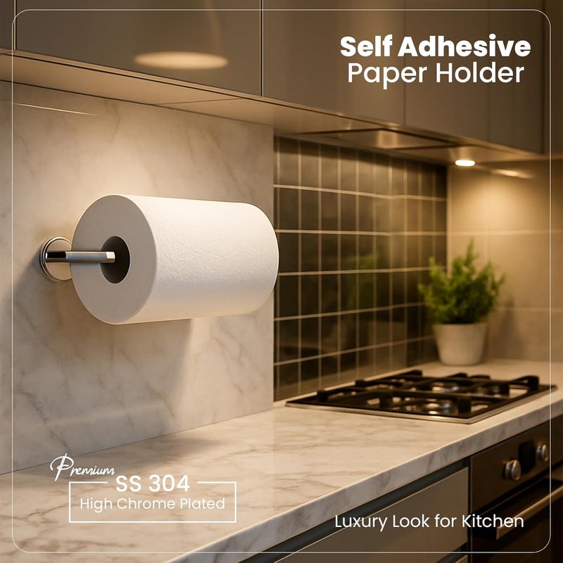 fixeify Self Adhesive Toilet Paper Holder | Stainless Steel SS304 Chrome finished Bathroom Tissue Roll Holder | No Drill Wall Mounted, Rust Proof Toilet Tissue Holder for Bathroom(Toilet Paper Holder) - Image 2