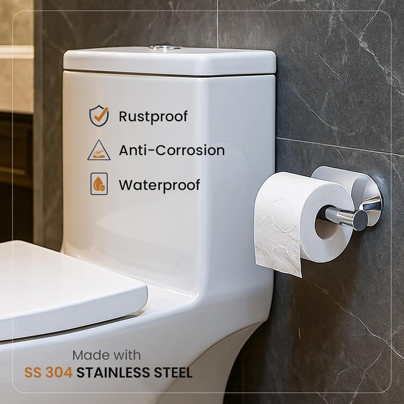 fixeify Self Adhesive Toilet Paper Holder | Stainless Steel SS304 Chrome finished Bathroom Tissue Roll Holder | No Drill Wall Mounted, Rust Proof Toilet Tissue Holder for Bathroom(Toilet Paper Holder) - Image 3