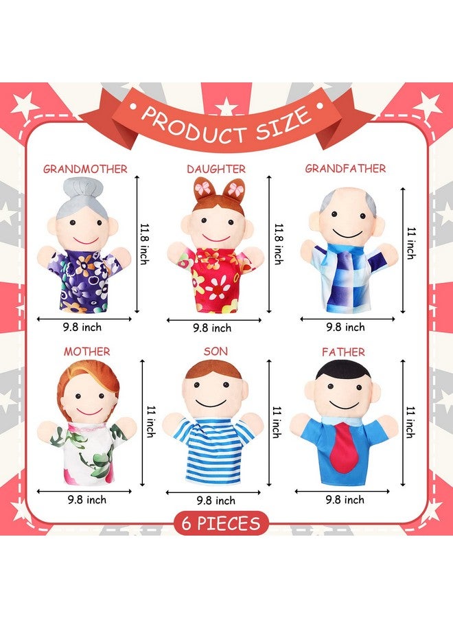 Jerify 6 قطع دمى يدوية عائلية ناعمة من القماش لأفراد العائلة، ألعاب يدوية لطيفة للمعلمين والآباء والعروض ووقت القصص واللعب في المدارس، الأجداد، الأم، الأب، الأخ، الأخت - Image 2