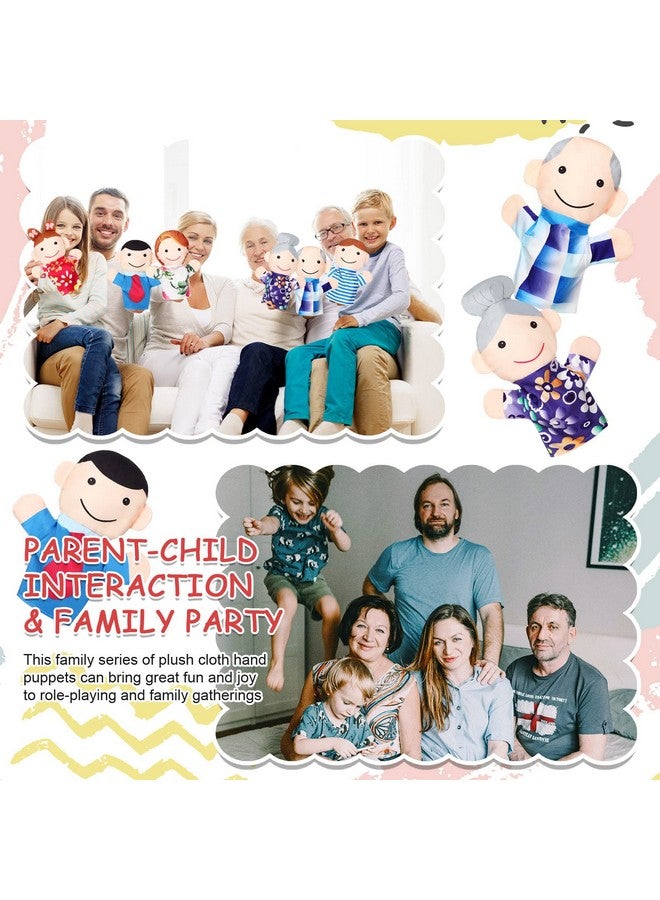 Jerify 6 قطع دمى يدوية عائلية ناعمة من القماش لأفراد العائلة، ألعاب يدوية لطيفة للمعلمين والآباء والعروض ووقت القصص واللعب في المدارس، الأجداد، الأم، الأب، الأخ، الأخت - Image 5