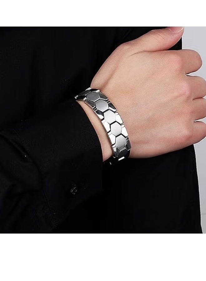 Men's bracelet relief classic silver stainless steel bracelet, fashionable bracelet - Image 2