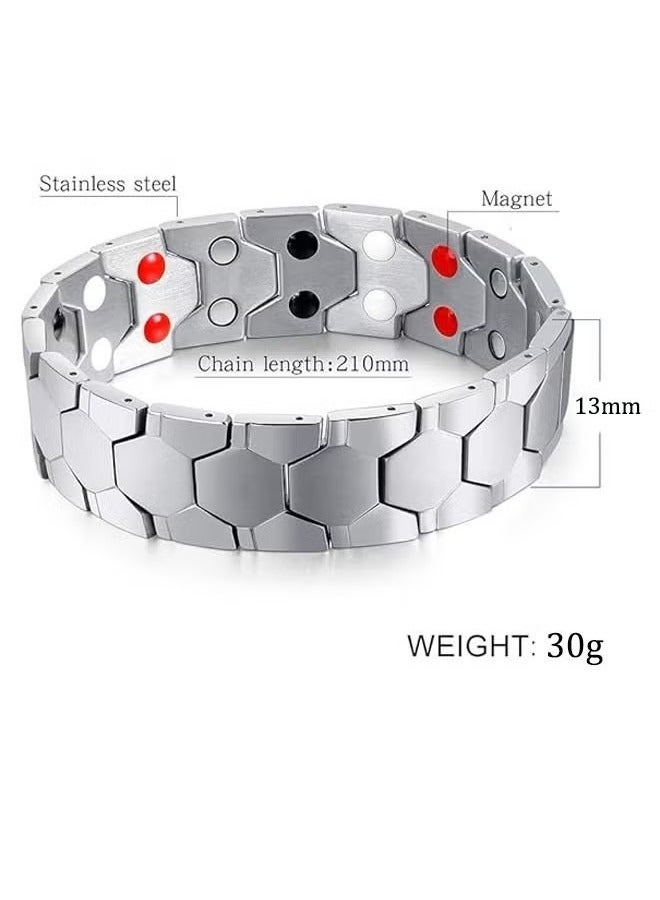 Men's bracelet relief classic silver stainless steel bracelet, fashionable bracelet - Image 4