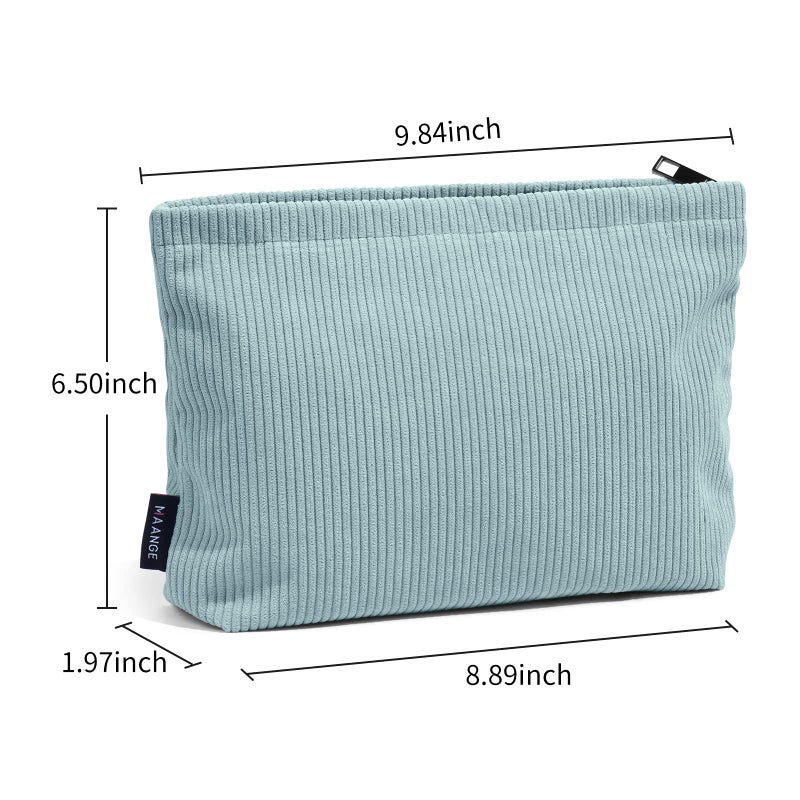 MAANGE Small Makeup Bag For Purse, Travel Cosmetic Bag Makeup Pouch Corduroy Portable Versatile Zipper Pouch For Women (GREEN) - Image 2