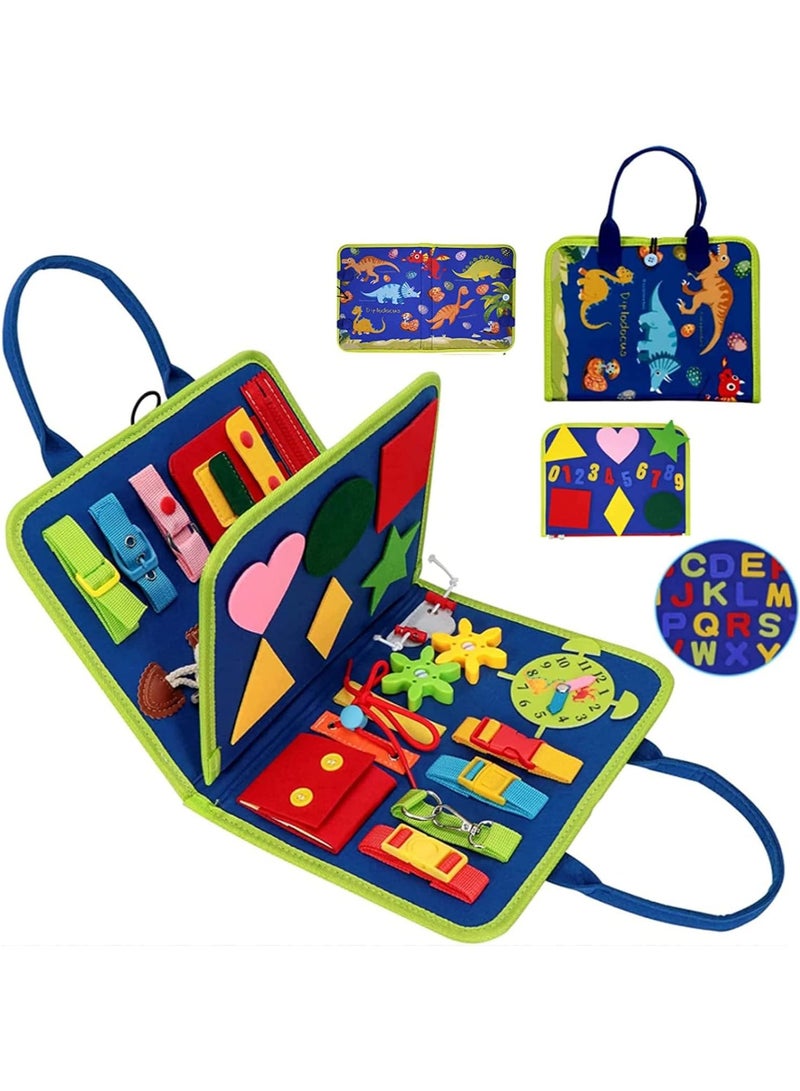 Montessori Toys for Toddlers Develop Basic Skills, Travel Educational Toys Learning Basic Dress Skills Sensory Toys for 3 4 Year Old Boys Girls Birthday for Kids (Navy Blue)  - Image 1