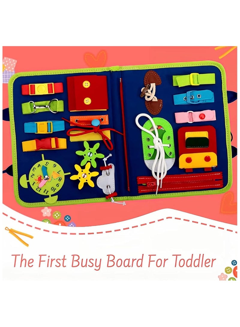 Montessori Toys for Toddlers Develop Basic Skills, Travel Educational Toys Learning Basic Dress Skills Sensory Toys for 3 4 Year Old Boys Girls Birthday for Kids (Navy Blue)  - Image 3