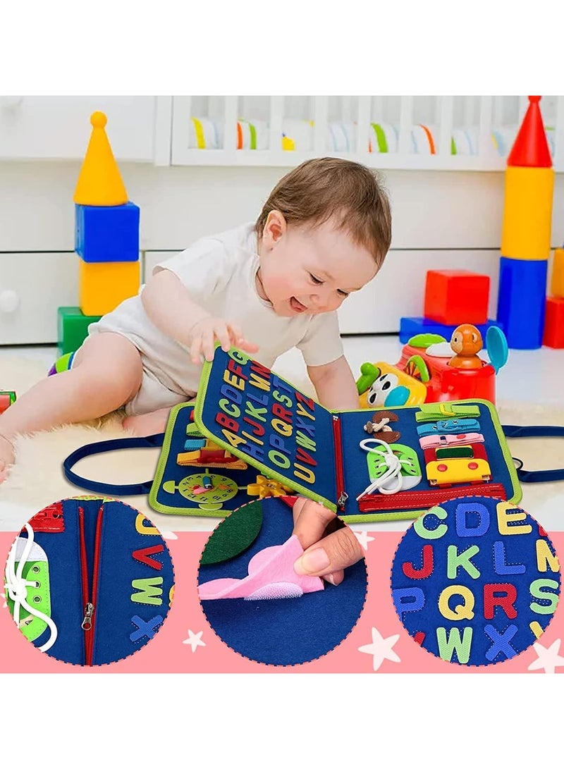 Montessori Toys for Toddlers Develop Basic Skills, Travel Educational Toys Learning Basic Dress Skills Sensory Toys for 3 4 Year Old Boys Girls Birthday for Kids (Navy Blue)  - Image 4
