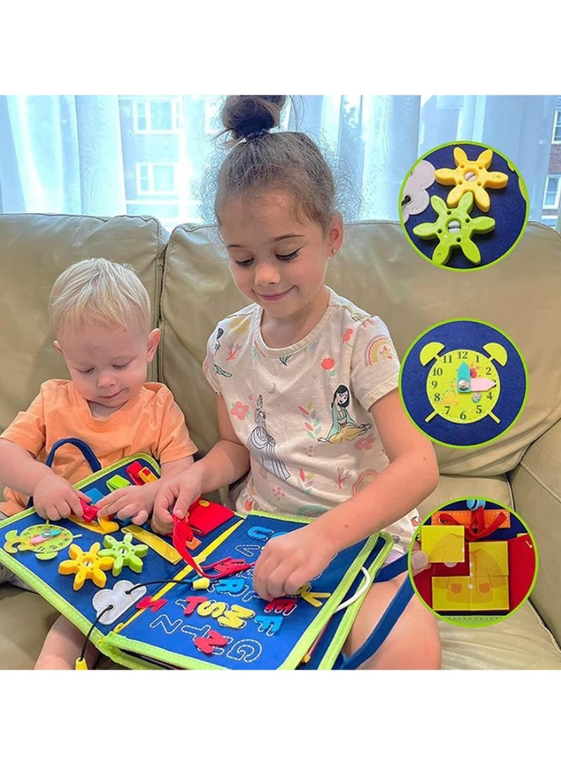Montessori Toys for Toddlers Develop Basic Skills, Travel Educational Toys Learning Basic Dress Skills Sensory Toys for 3 4 Year Old Boys Girls Birthday for Kids (Navy Blue)  - Image 5