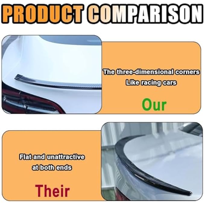 ريحني غلاف سقف خلفية من ألياف الكربون لجناح السيارة، تشطيمات مسدس مطاطية ثلاثية الأبعاد، شريط إكسسوار خارجي عالمي خال من الثقب، ملصق ملحقات خارجي لمعظم السيارات أسود - Image 4