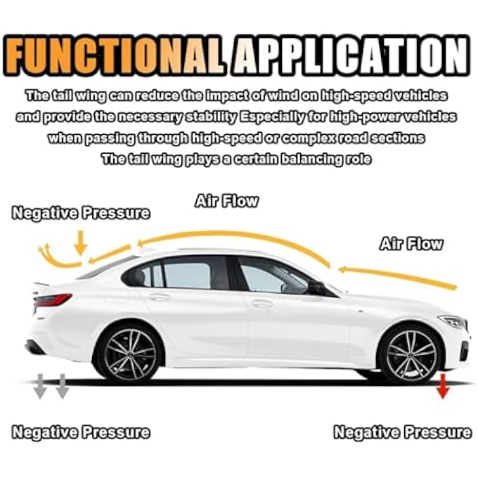 ريحني غلاف سقف خلفية من ألياف الكربون لجناح السيارة، تشطيمات مسدس مطاطية ثلاثية الأبعاد، شريط إكسسوار خارجي عالمي خال من الثقب، ملصق ملحقات خارجي لمعظم السيارات أسود - Image 5