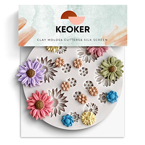 قوالب طين البوليمر من KEOKER  قوالب زهور الأقحوان الصغيرة لصنع المجوهرات وزينة الأقراط الزهور الصغيرة