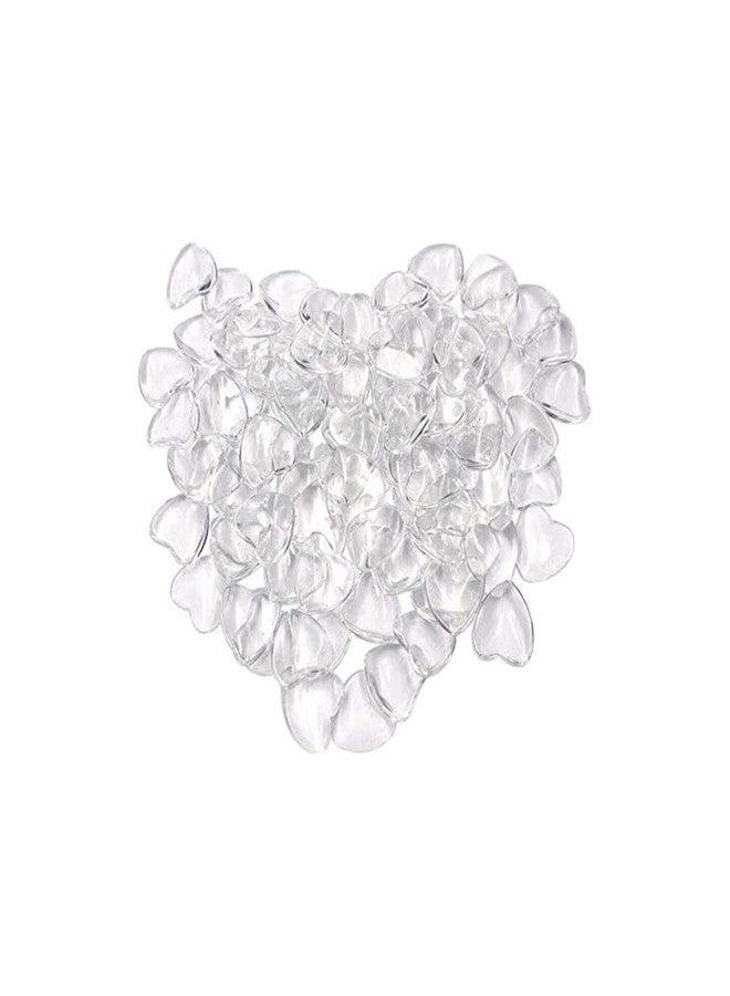 KisSealed Md trade 100 Pcs Heart Transparent Glass Tiles Cameo, Heart Shape Clear Glass Cabochon for Photo Pendant Craft Jewelry Making (25mm) - Image 1