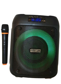 Portable Bluetooth Speaker, 50W High Power Output, with one wireless microphone with Multi-Color LED Light Show 267x267x363mm