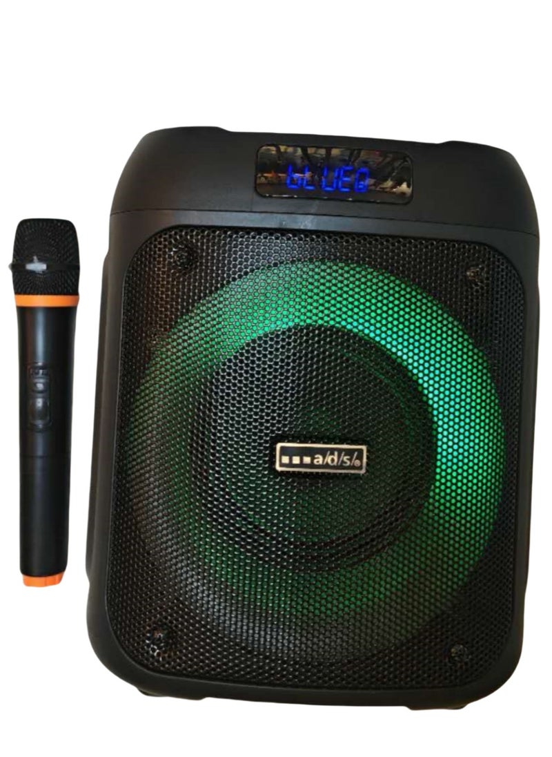 Mike Music - Portable Bluetooth Speaker, 50W High Power Output, with one wireless microphone with Multi-Color LED Light Show 267x267x363mm - Image 1