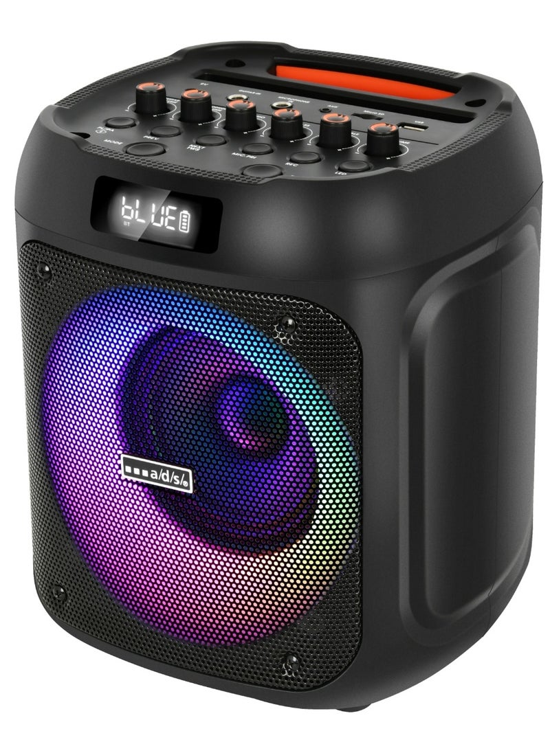 Mike Music - Portable Bluetooth Speaker, 50W High Power Output, with one wireless microphone with Multi-Color LED Light Show 267x267x363mm - Image 1