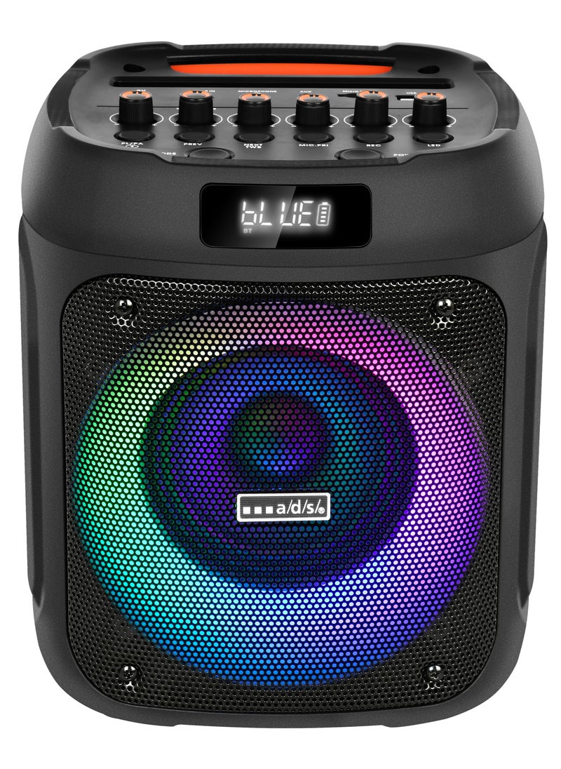 Mike Music - Portable Bluetooth Speaker, 50W High Power Output, with one wireless microphone with Multi-Color LED Light Show 267x267x363mm - Image 1