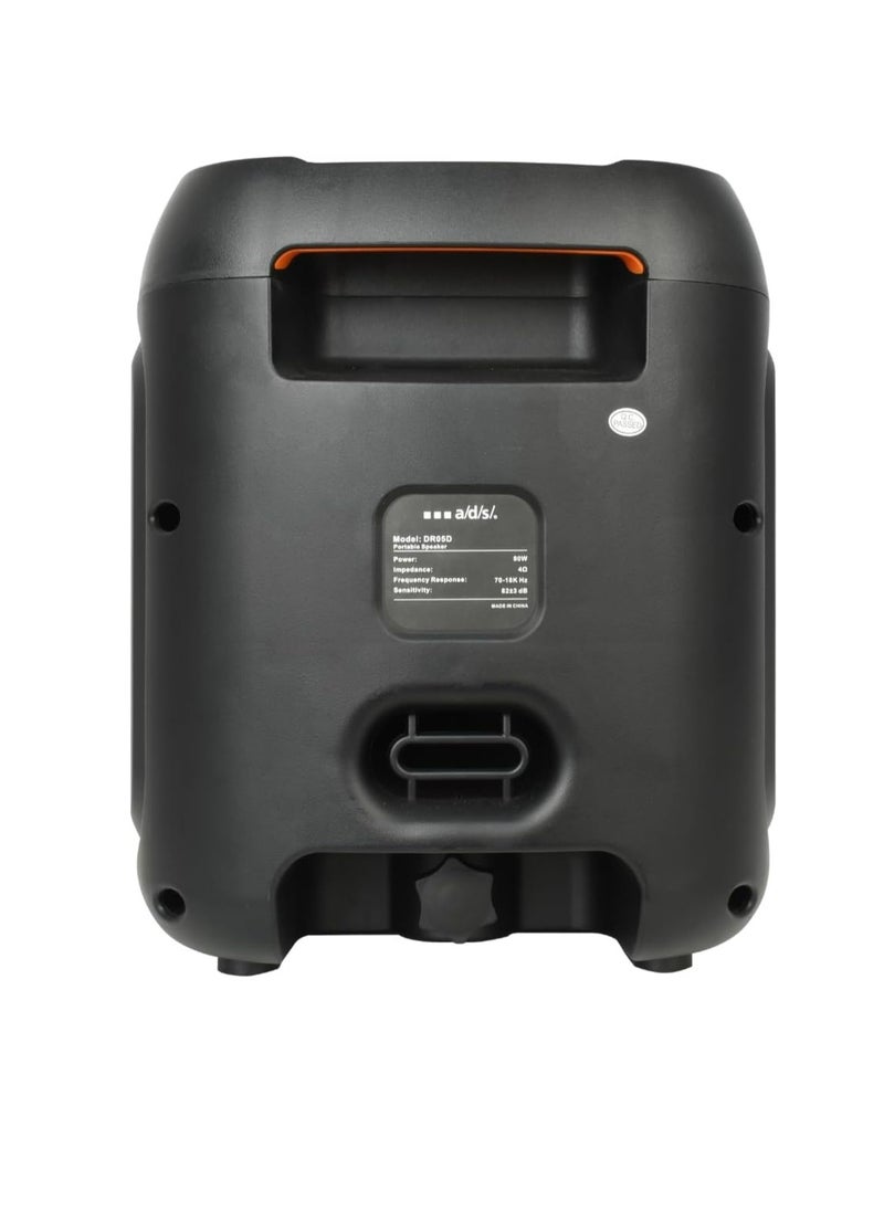 Mike Music - Portable Bluetooth Speaker, 50W High Power Output, with one wireless microphone with Multi-Color LED Light Show 267x267x363mm - Image 1