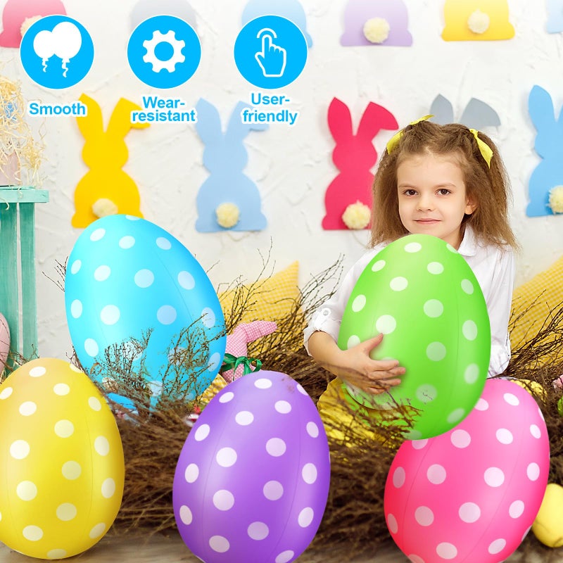 Funtery 12 Pack 16 Inch Easter Inflatable Eggs Jumbo Outdoor Decorations Yard Lawn Decor Kids Toys Bunny Colorful Eggs Inflatable Ornaments for Garden, Party - Image 5