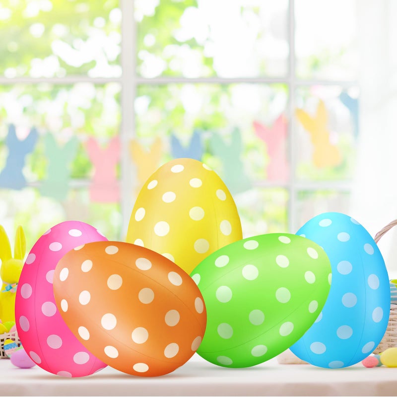 Funtery 12 Pack 16 Inch Easter Inflatable Eggs Jumbo Outdoor Decorations Yard Lawn Decor Kids Toys Bunny Colorful Eggs Inflatable Ornaments for Garden, Party - Image 4