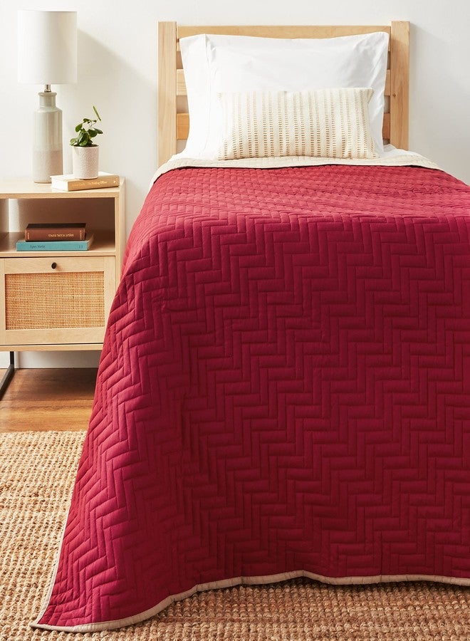 مارتكس لحاف ماركس ذو الوجهين - لحاف سرير مفرد - مفروشات سرير مفردة خفيفة الوزن - ألحفة متينة للسرير - ناعم - مفروشات سهلة العناية - كاكي/أحمر - Image 2