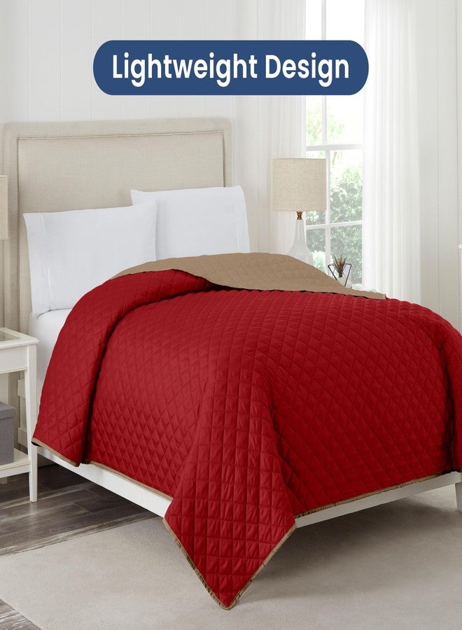 مارتكس لحاف ماركس ذو الوجهين - لحاف سرير مفرد - مفروشات سرير مفردة خفيفة الوزن - ألحفة متينة للسرير - ناعم - مفروشات سهلة العناية - كاكي/أحمر - Image 4