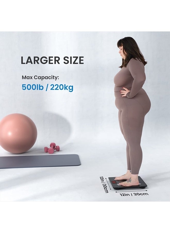 RENPHO Scale for Body Weight 500lbs, Extra-High Capacity Smart Bathroom Scale with Ultra Wide Platform 12 x 12 inches, Body Fat Scale with Large LED Display, Health Monitor Sync App, Elis 1L  - Image 2