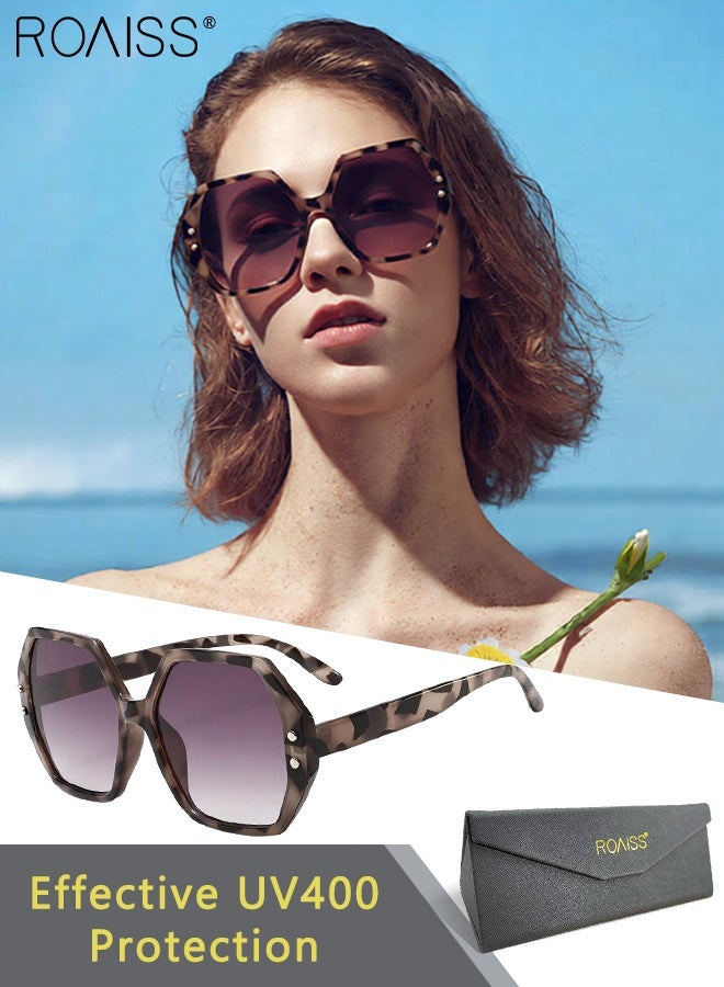 roaiss Retro Octagonal Sunglasses for Women Men UV400 Protection Polygon Shades with Vintage PC Frame, Fashion Anti-Glare Sun Shades for Driving, Fishing, Traveling, 57mm - Image 1