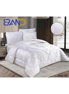 Miral Printed Double Bedding Set – 6 Pieces (Comforter 260×240, Fitted Sheet 200×200×30, 4 Pillowcases)  - Image 1