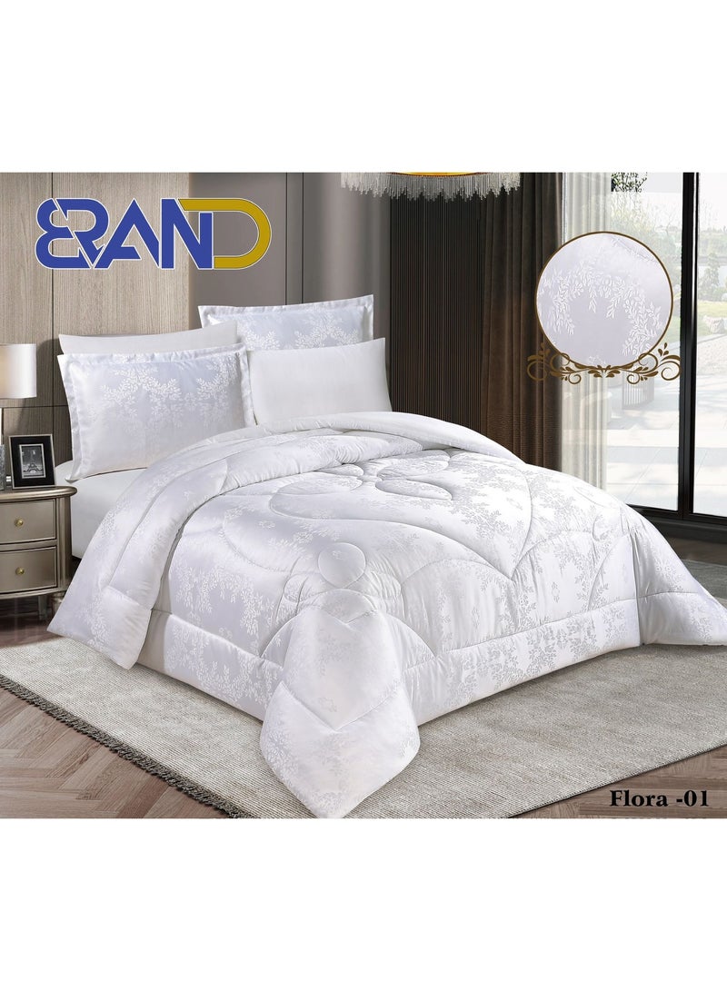 Miral Printed Double Bedding Set – 6 Pieces (Comforter 260×240, Fitted Sheet 200×200×30, 4 Pillowcases) - Image 1