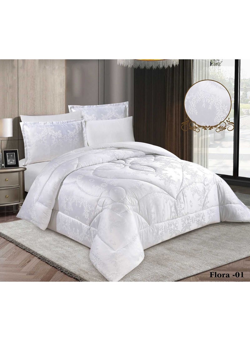 Miral Printed Double Bedding Set – 6 Pieces (Comforter 260×240, Fitted Sheet 200×200×30, 4 Pillowcases) - Image 2