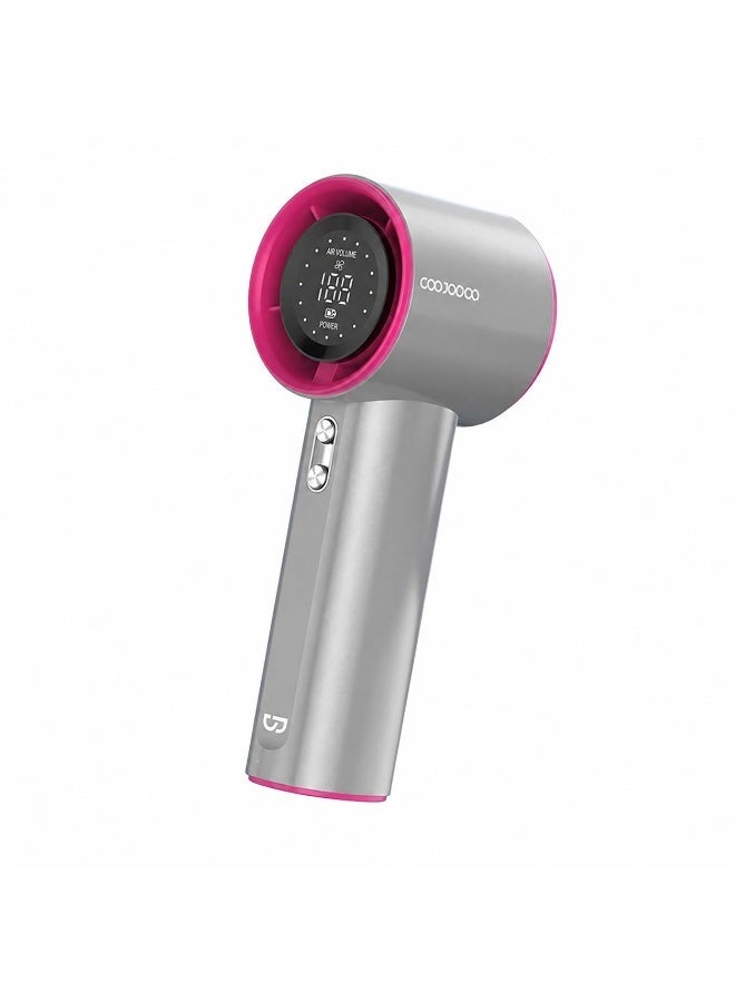 جوجودوك مروحة يد محمولة عالية السرعة GOOJODOQ GFS001 مع 100 مستوى للرياح وشاشة LED، لون رمادي معدني - Image 1