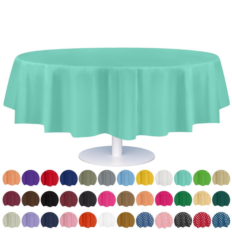 Grandipity Aqua Plastic Table Cloth Disposable 6 Pk 84in Round Tablecloth Premium Party Table Cloths Disposable  Perfect Table Cloth Round Cover for Any Table Up to 6 Feet