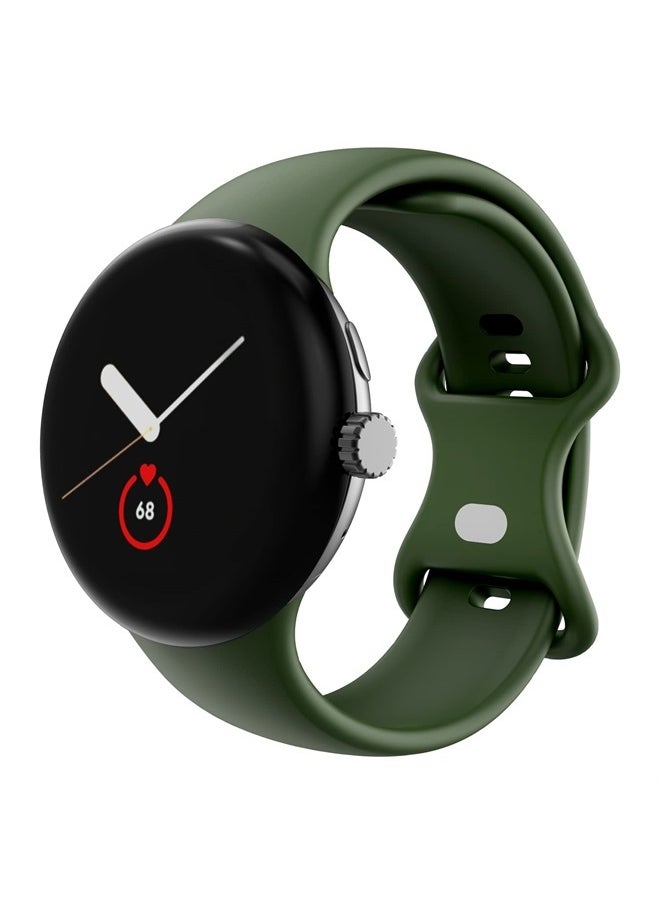 OVERSTEP Compatible for Google Pixel Watch Bands, Soft Silicone Sport Strap Metal Buckle for Google Watch Band, Replacement Google Pixel Watch 2022 Band for Women Men (Small, Green)  - Image 1