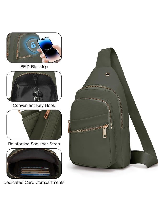 Aganmi Crossbody Sling Backpack Sling Bag for Women, Green, Sling Backpacks - Image 3